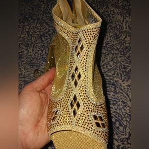 Gold rhinestone shoes